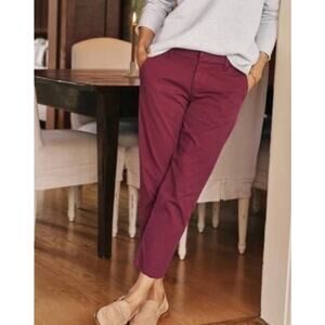 Frank & Eileen Womens 10 Oxblood Wicklow Italian Chino Fray Hem Cotton Pants